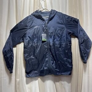 Eddie Bauer Black Hood Light Packable Windbreaker Rain Jacket Men's US SizeM NEW